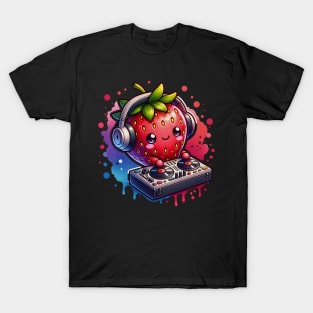 Watercolor Kawaii Strawberry DJ T-Shirt